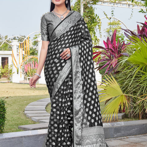 Black Georgette Saree BATA - View 2