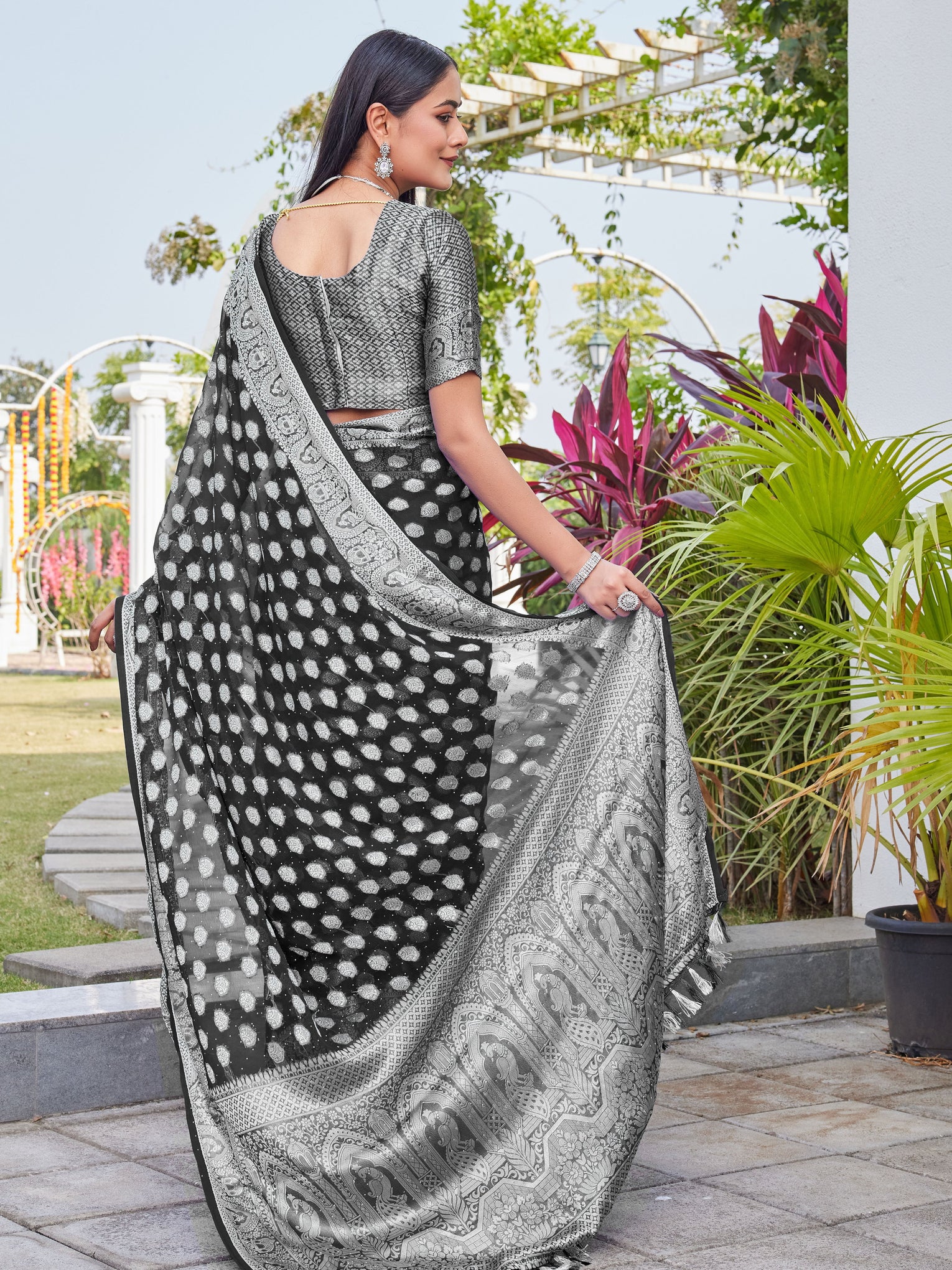 Black Georgette Saree BATA - View 4