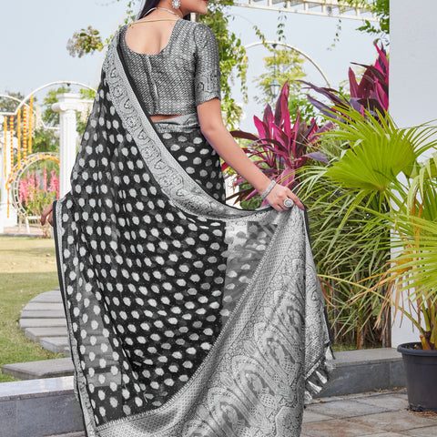 Black Georgette Saree BATA - View 4