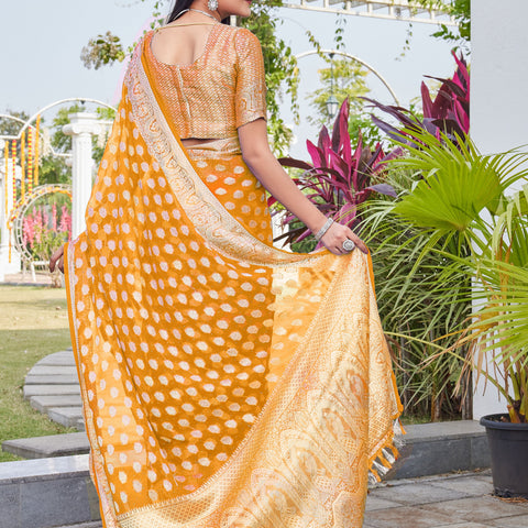 Gold Georgette Saree BATA - View 2
