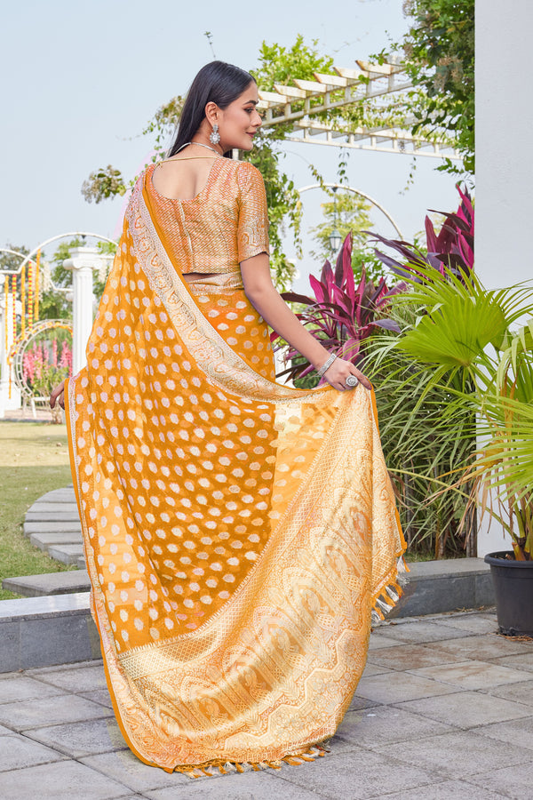 Gold Georgette Saree BATA - View 2