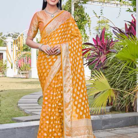 Gold Georgette Saree BATA - View 4