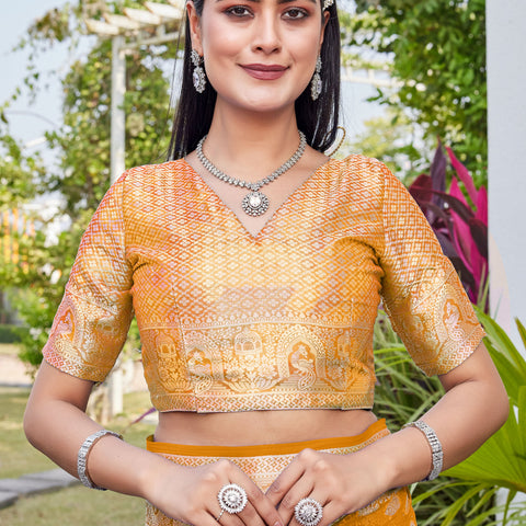 Gold Georgette Saree BATA - View 8