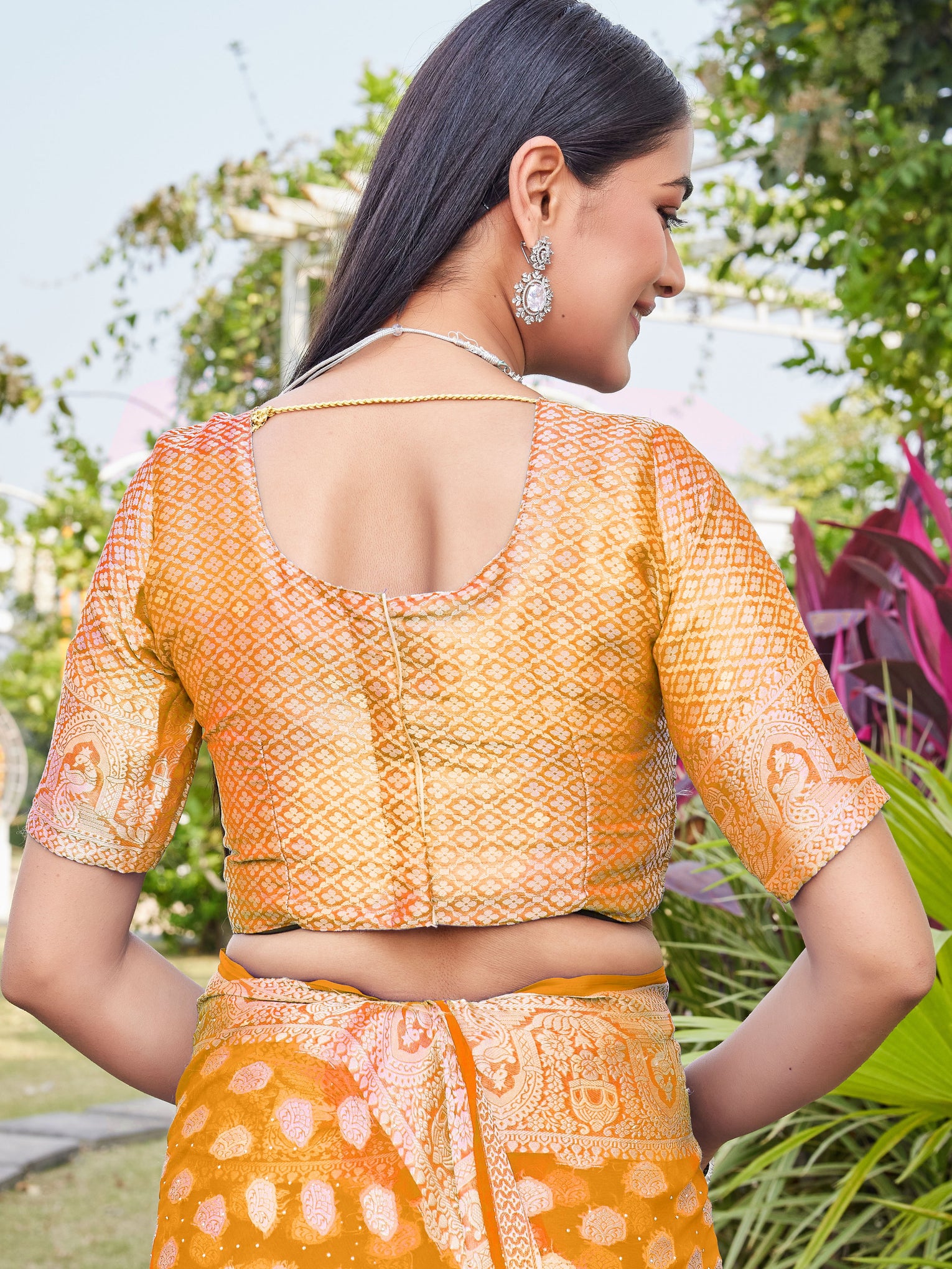 Gold Georgette Saree BATA - View 9