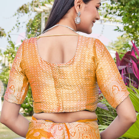 Gold Georgette Saree BATA - View 9