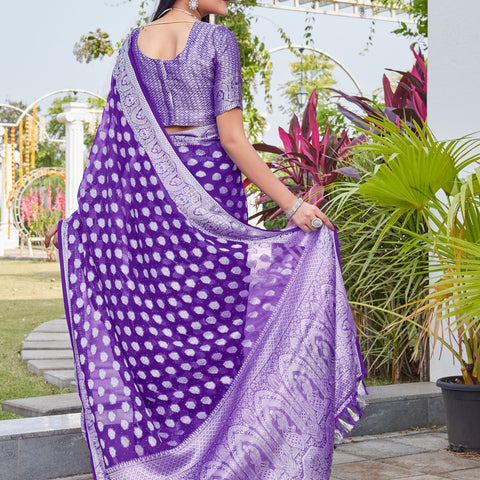 Purple Georgette Saree BATA - View 4