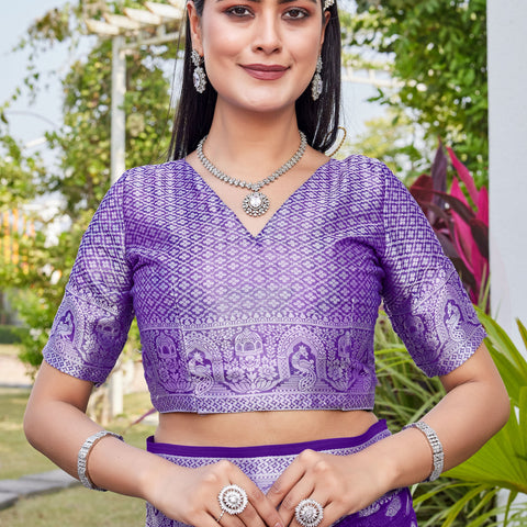 Purple Georgette Saree BATA - View 8