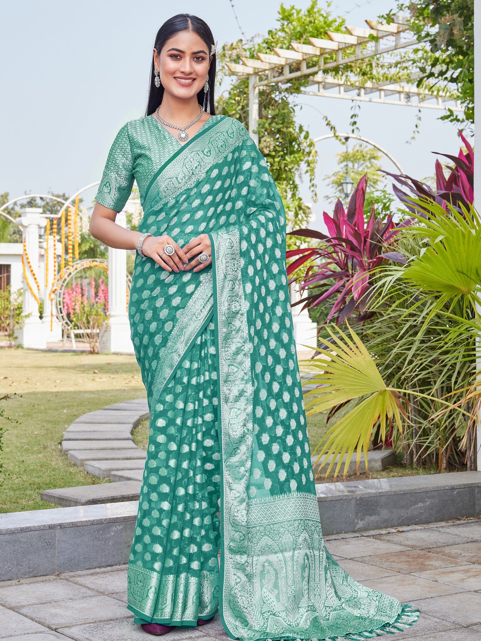 Rama Georgette Saree BATA - View 1