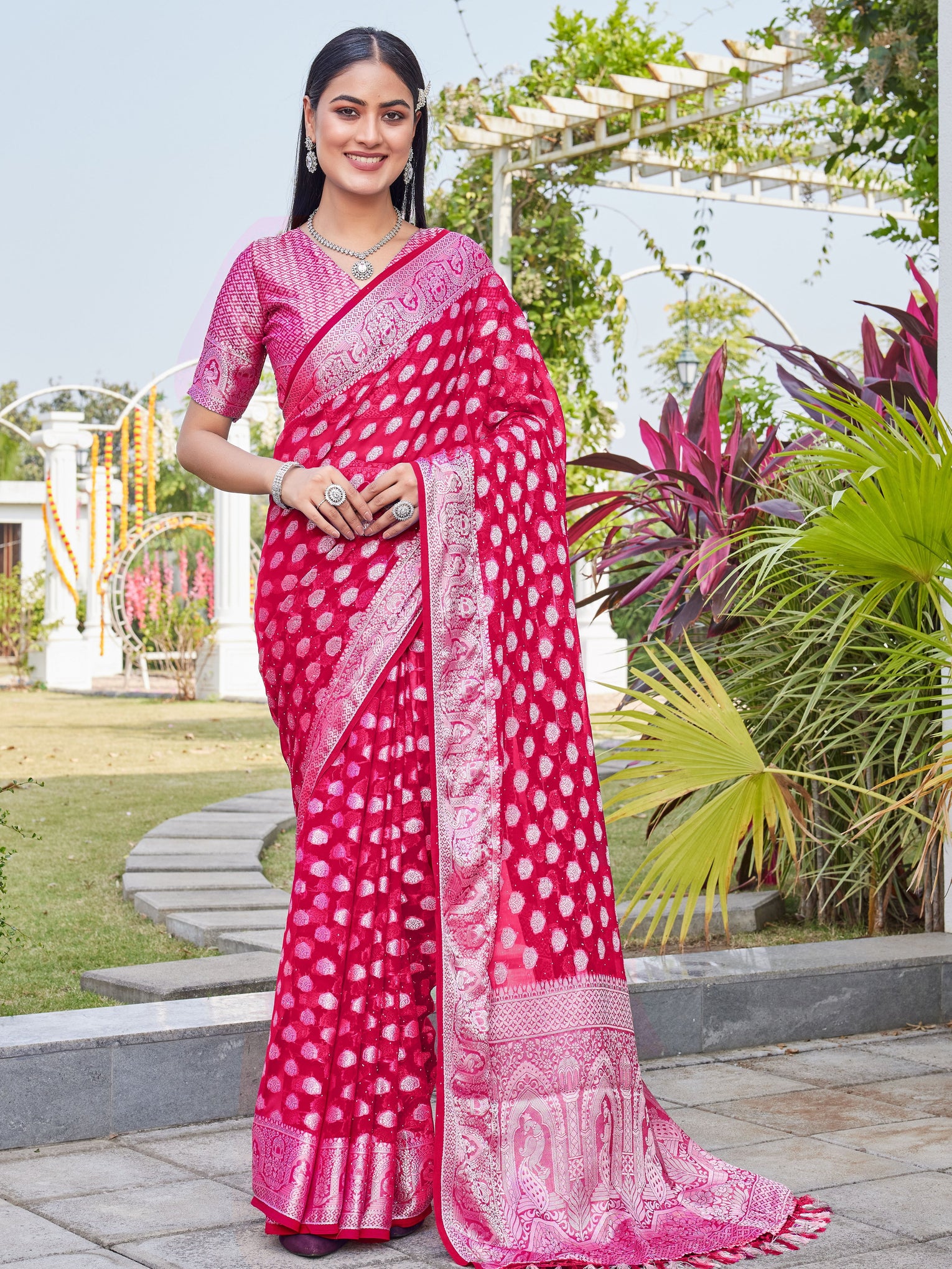 Rani Georgette Saree BATA - View 1