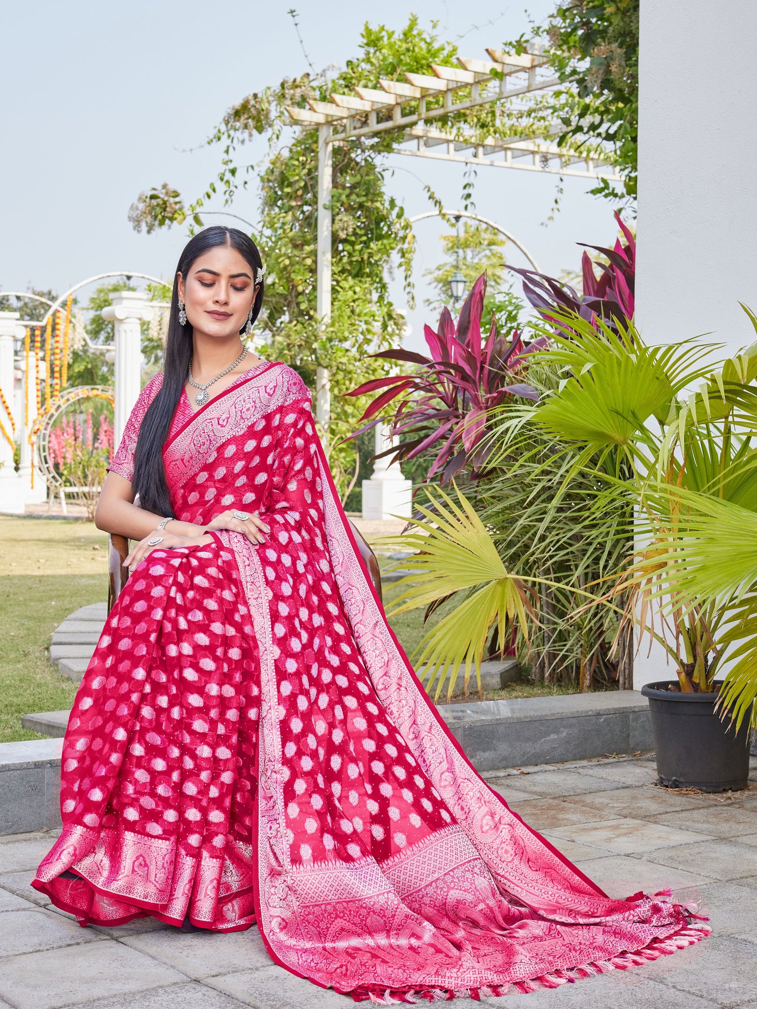 Rani Georgette Saree BATA - View 5
