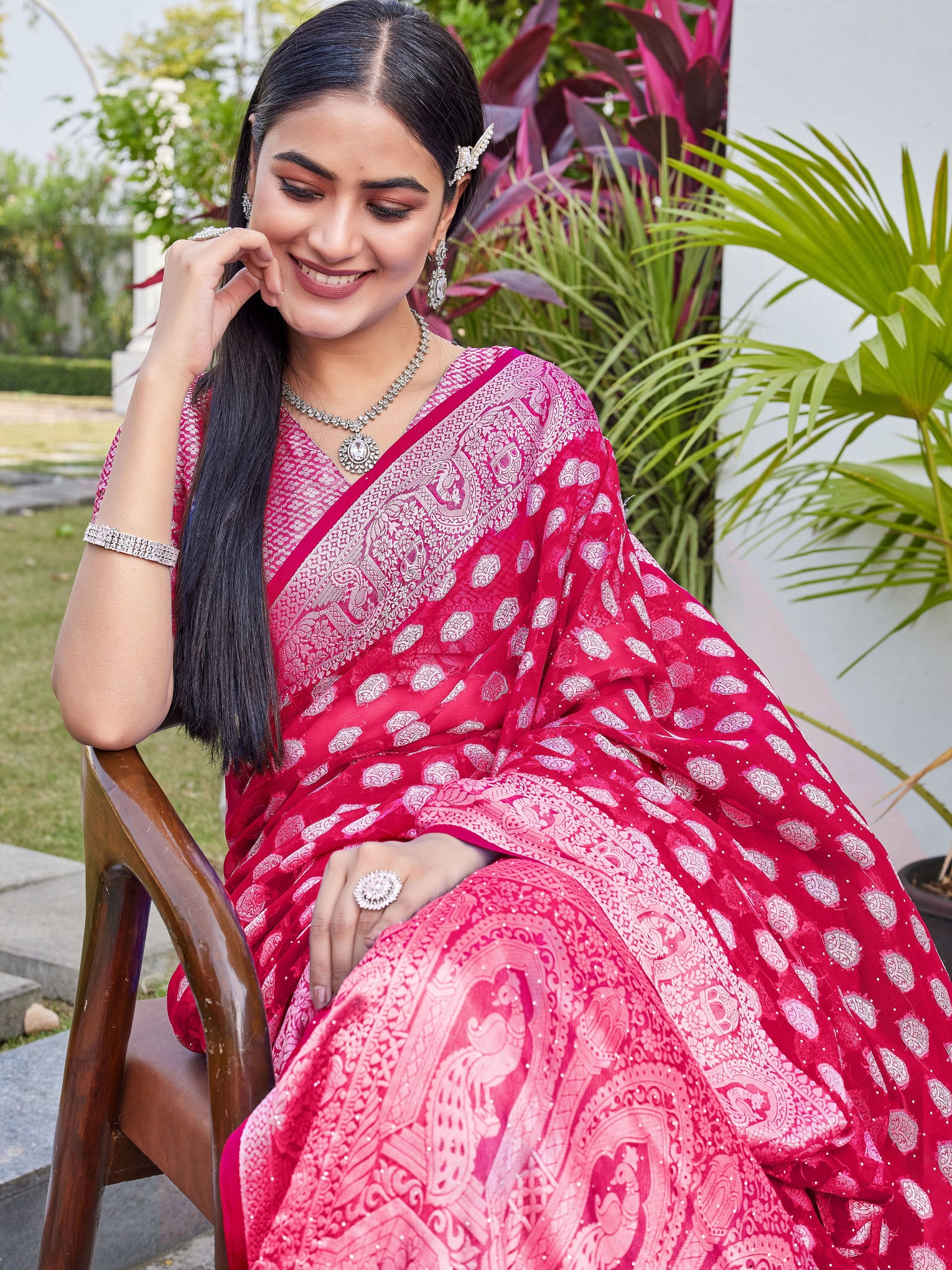 Rani Georgette Saree BATA - View 7