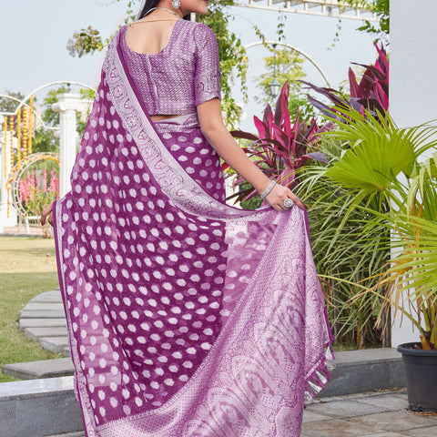 Wine Georgette Saree BATA - View 4