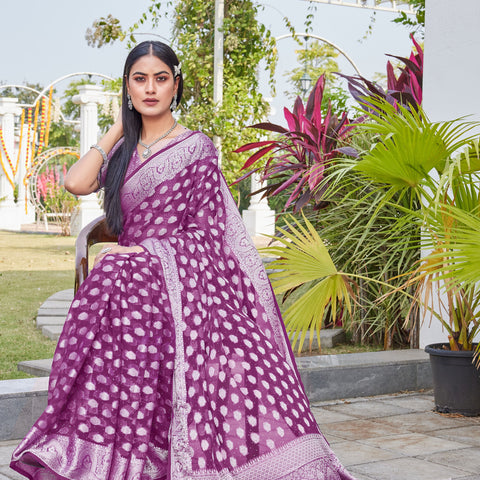Wine Georgette Saree BATA - View 6