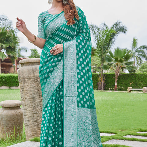 Green Georgette Saree DUMAS - View 2