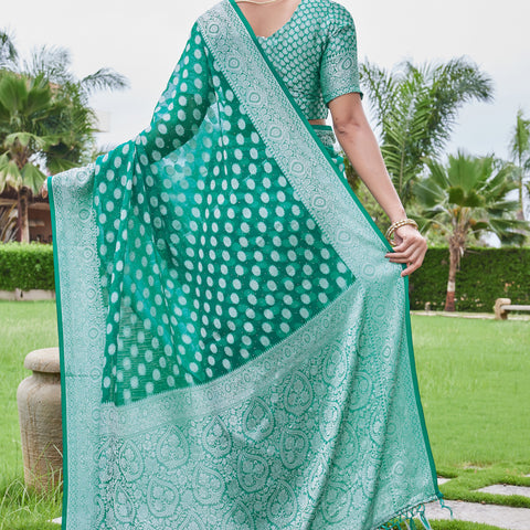 Green Georgette Saree DUMAS - View 4