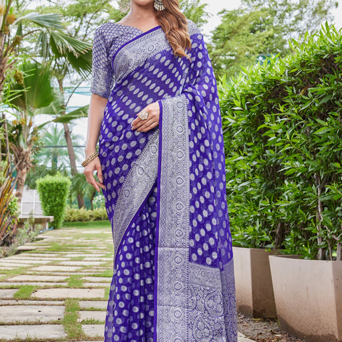 Purple Georgette Saree DUMAS - View 1