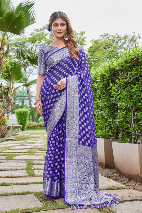 Purple Georgette Saree DUMAS - View 1