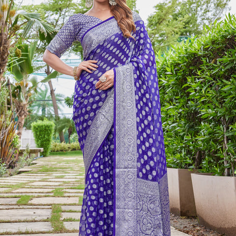 Purple Georgette Saree DUMAS - View 2
