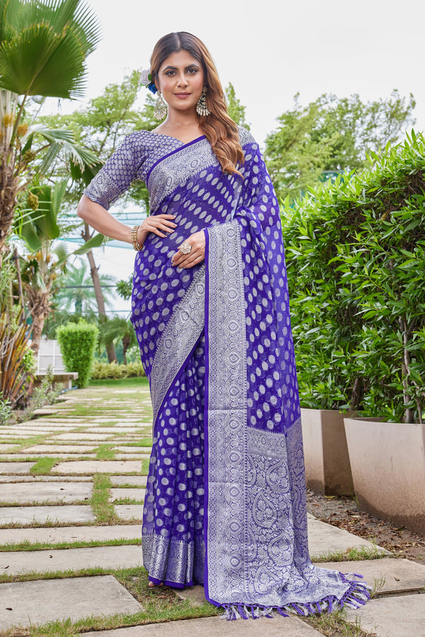 Purple Georgette Saree DUMAS - View 2