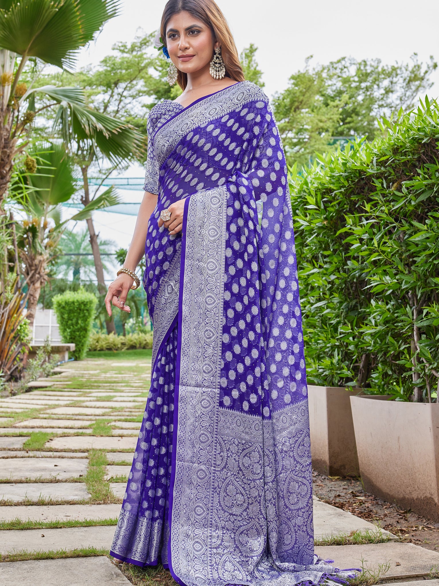 Purple Georgette Saree DUMAS - View 3