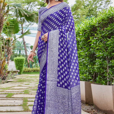 Purple Georgette Saree DUMAS - View 3