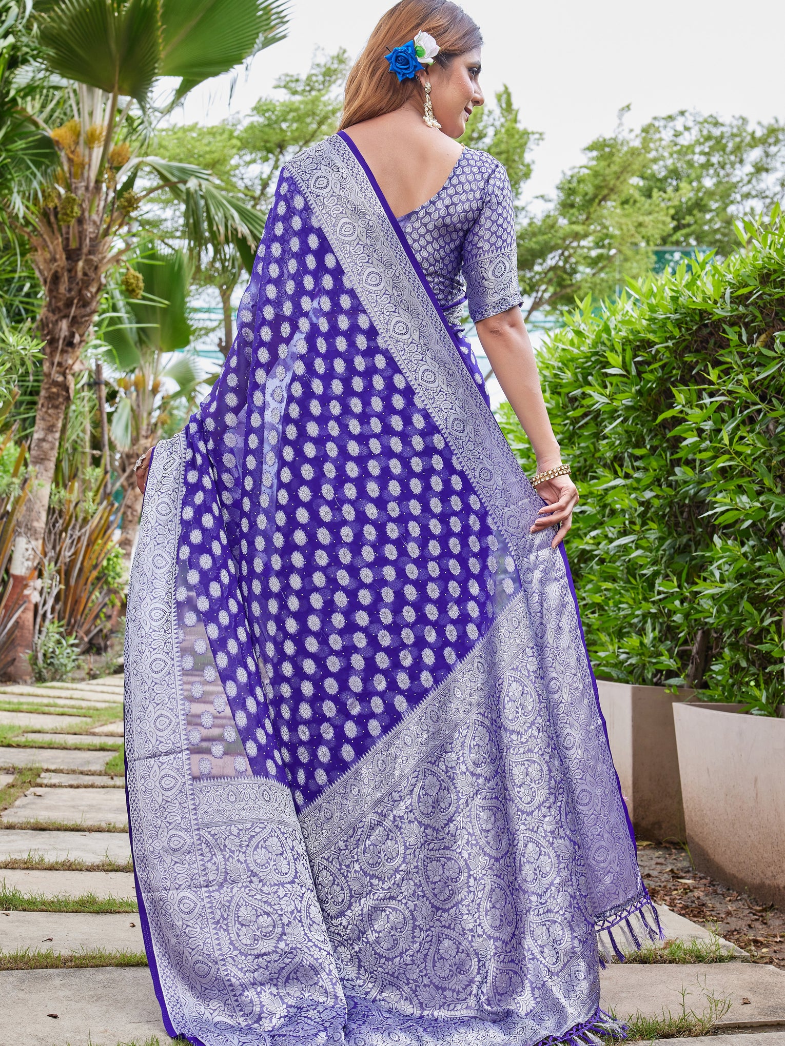 Purple Georgette Saree DUMAS - View 4