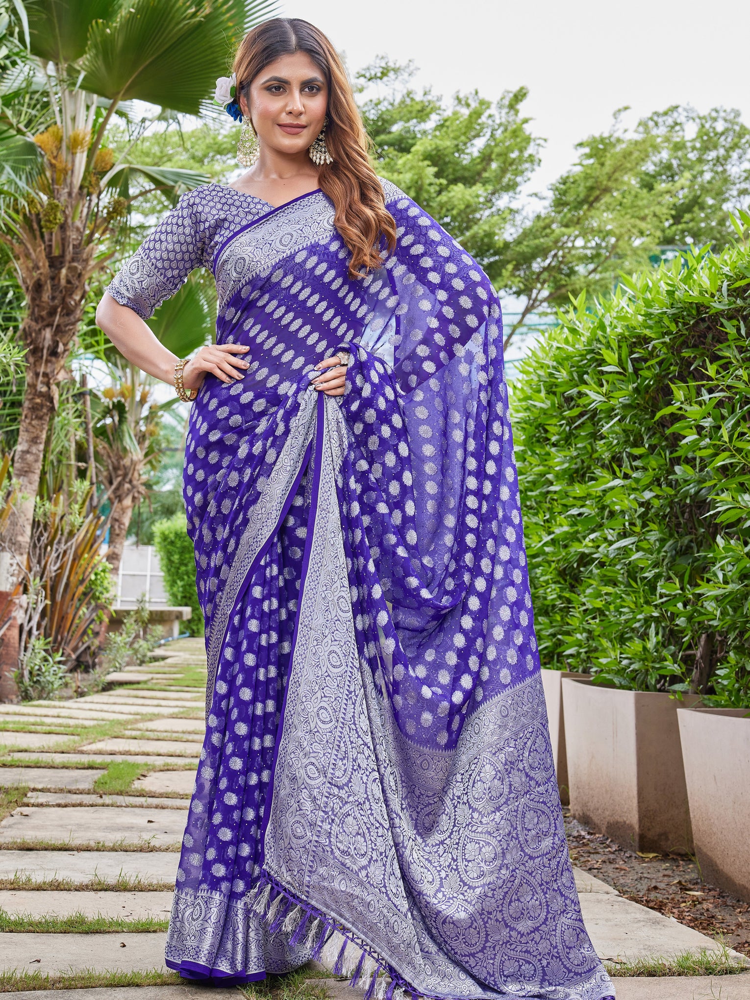 Purple Georgette Saree DUMAS - View 5