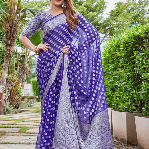 Purple Georgette Saree DUMAS - View 5