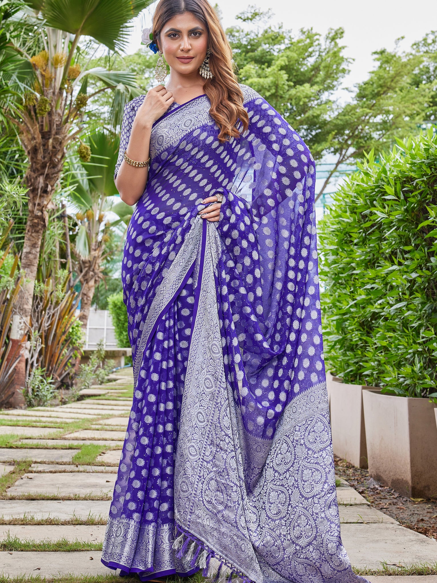 Purple Georgette Saree DUMAS - View 6