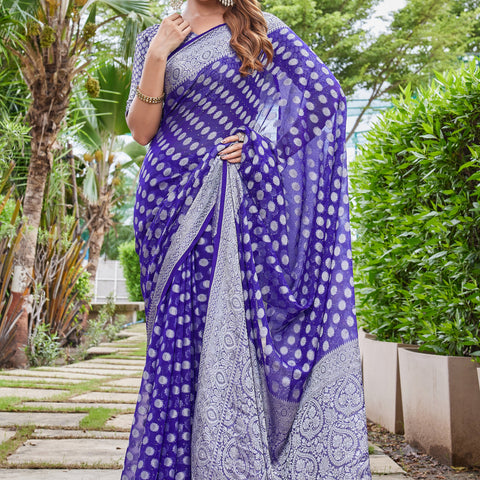 Purple Georgette Saree DUMAS - View 6
