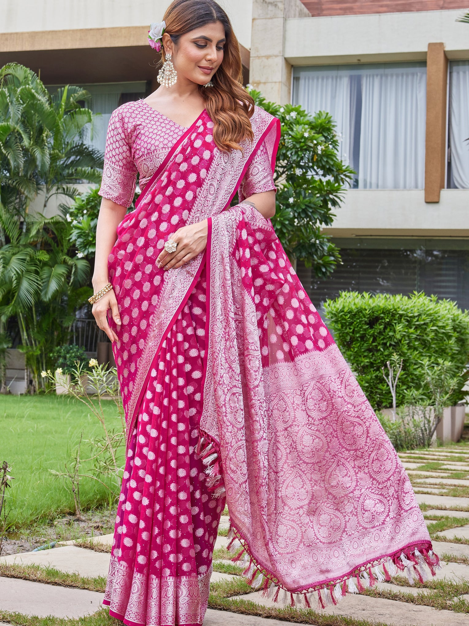 Rani Georgette Saree DUMAS - View 5