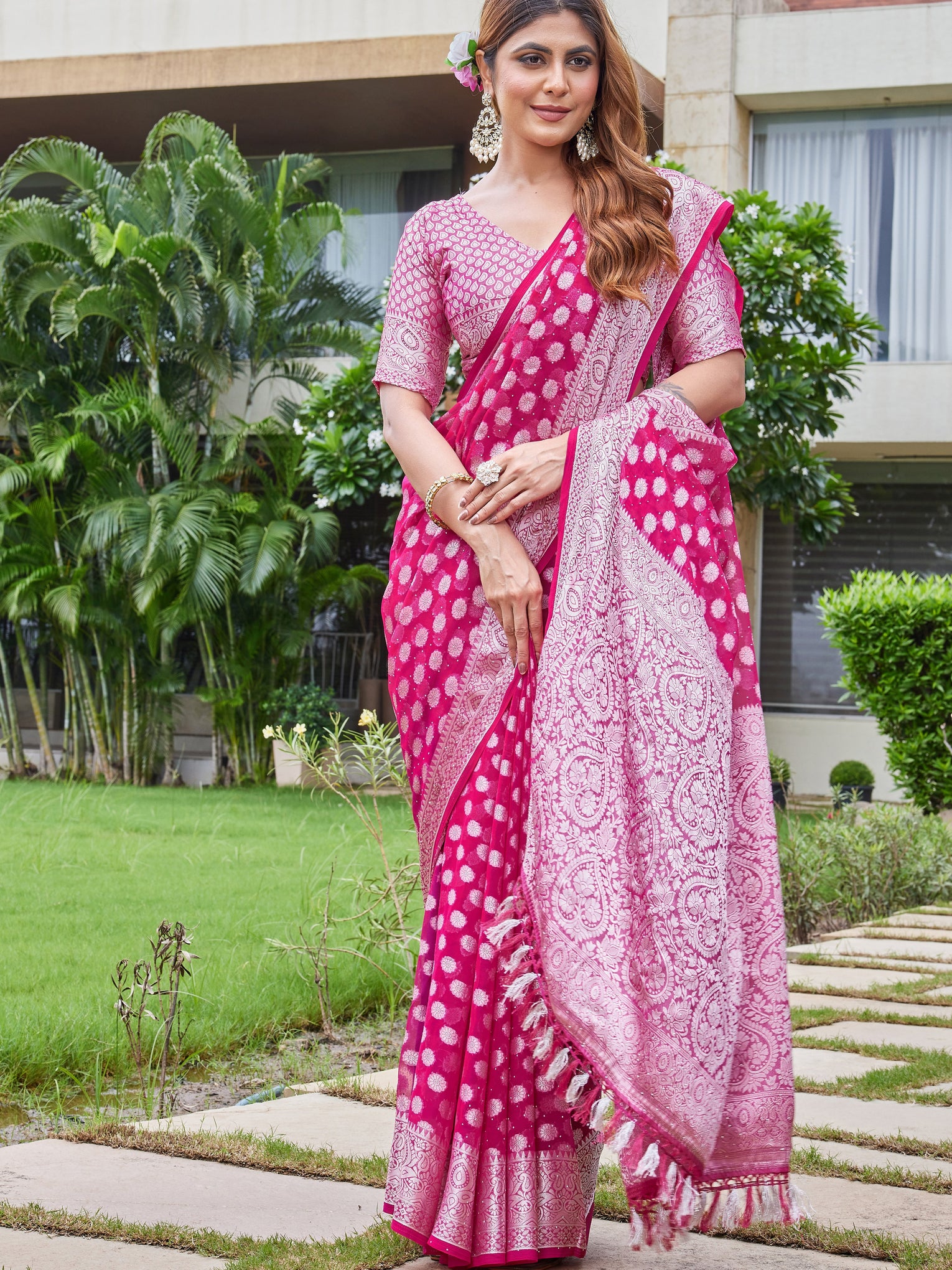 Rani Georgette Saree DUMAS - View 6