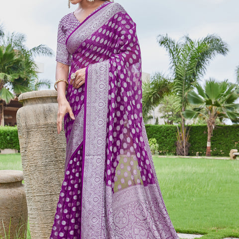 Wine Georgette Saree DUMAS - View 3