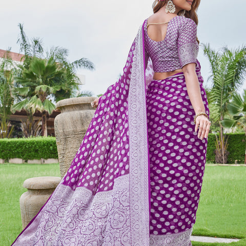 Wine Georgette Saree DUMAS - View 4