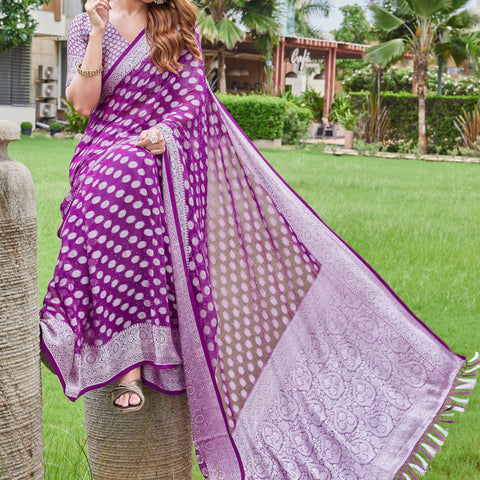 Wine Georgette Saree DUMAS - View 5