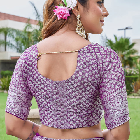 Wine Georgette Saree DUMAS - View 9