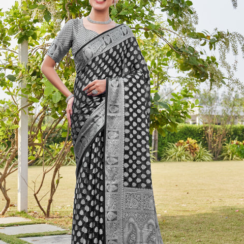 Black Georgette Saree MAHESH - View 1