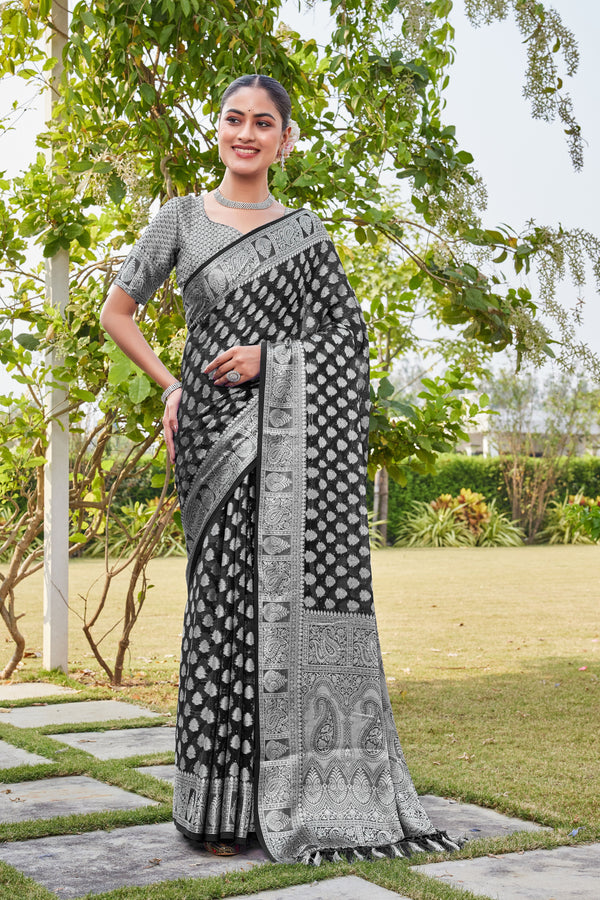 Black Georgette Saree MAHESH - View 1