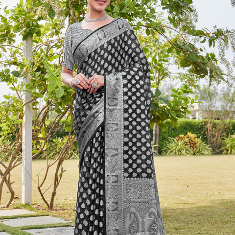 Black Georgette Saree MAHESH - View 2