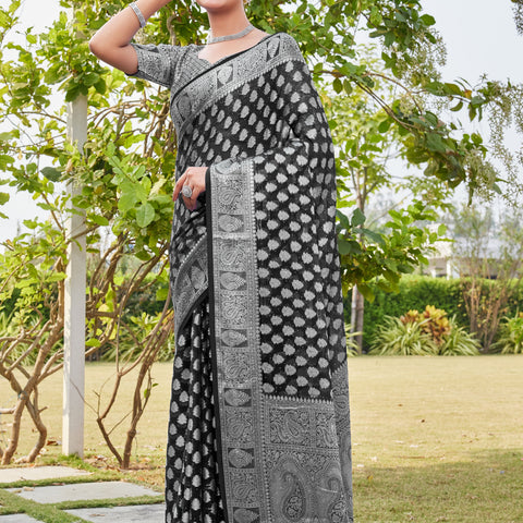 Black Georgette Saree MAHESH - View 3