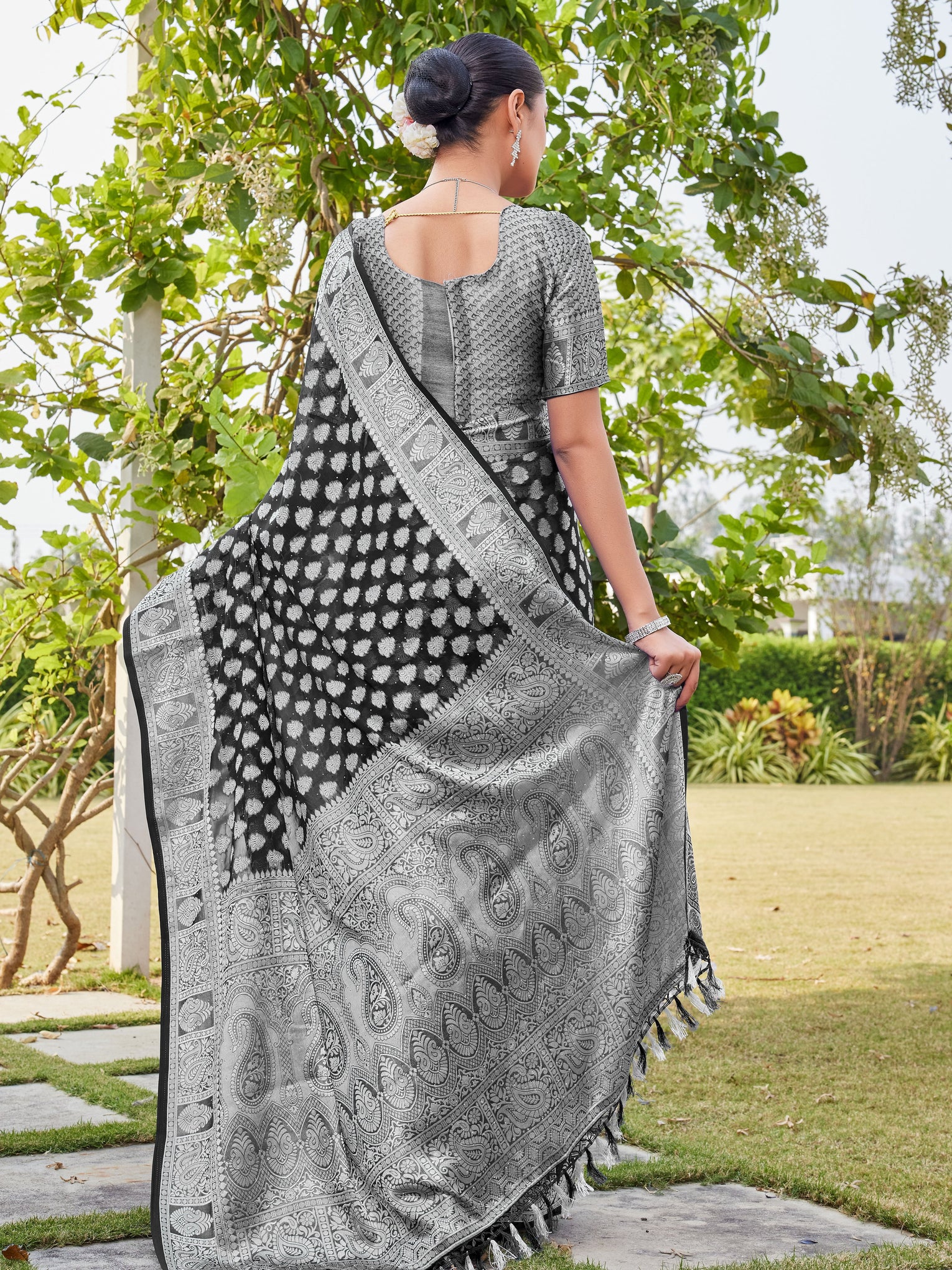 Black Georgette Saree MAHESH - View 4