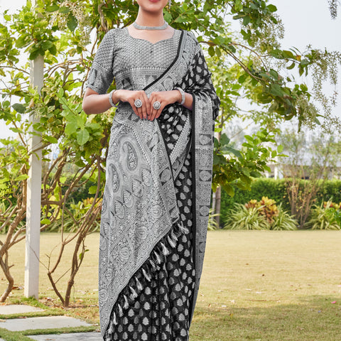 Black Georgette Saree MAHESH - View 5