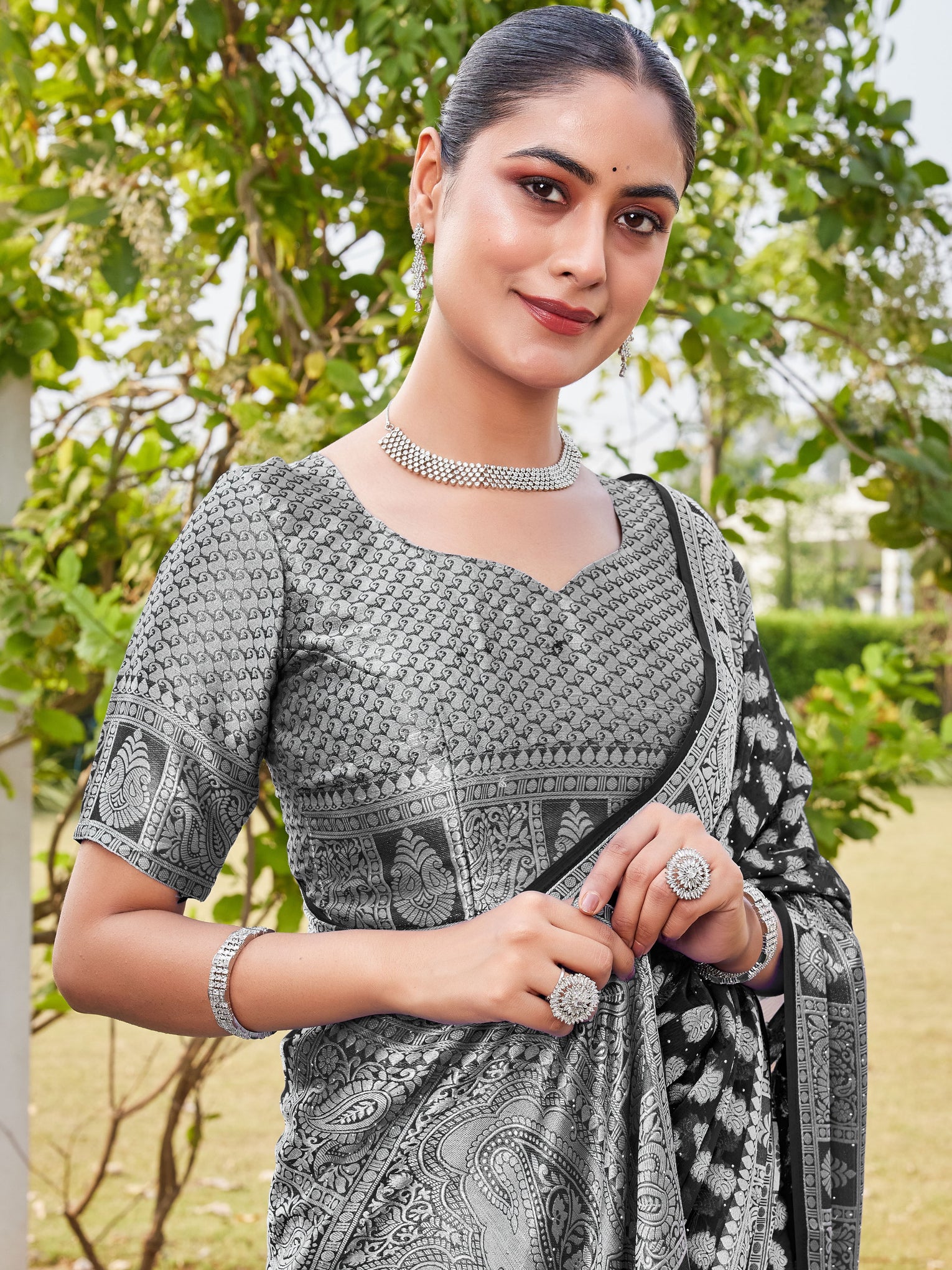 Black Georgette Saree MAHESH - View 7