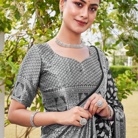 Black Georgette Saree MAHESH - View 7