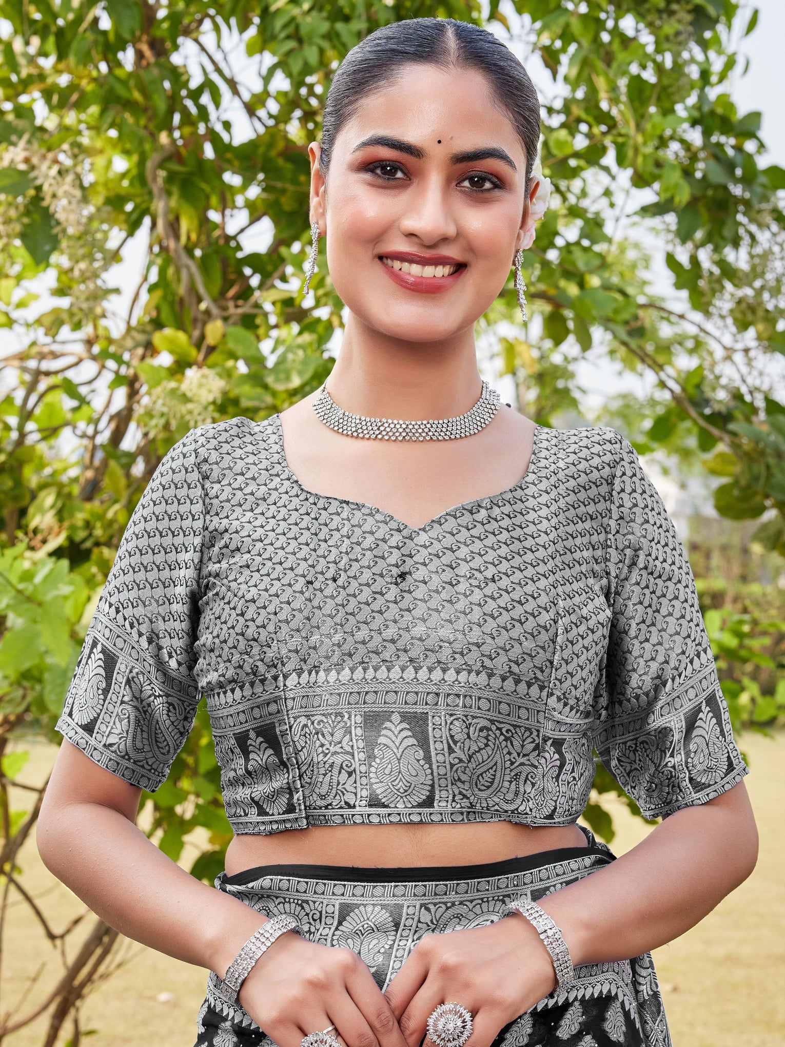 Black Georgette Saree MAHESH - View 8