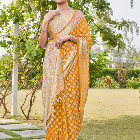 Gold Georgette Saree MAHESH - View 2