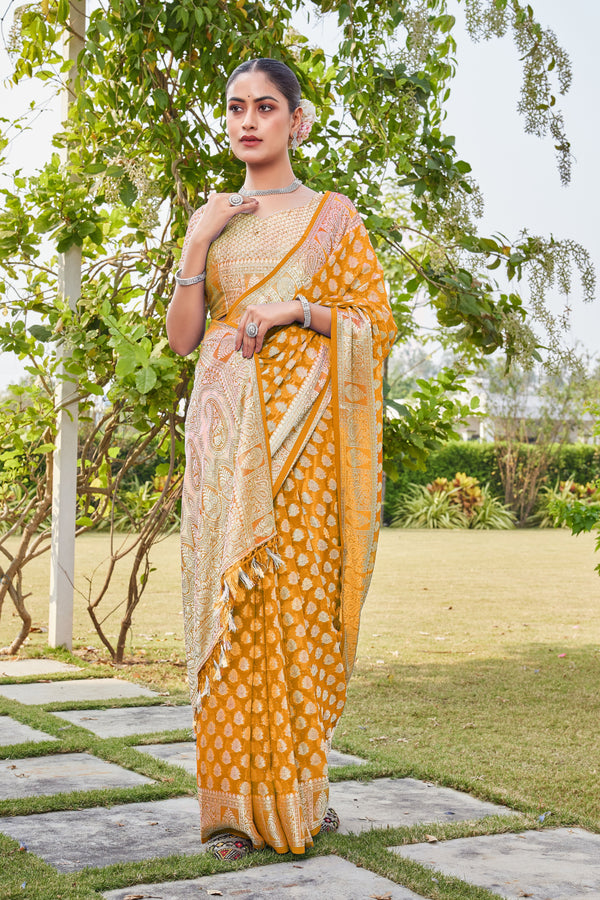 Gold Georgette Saree MAHESH - View 2