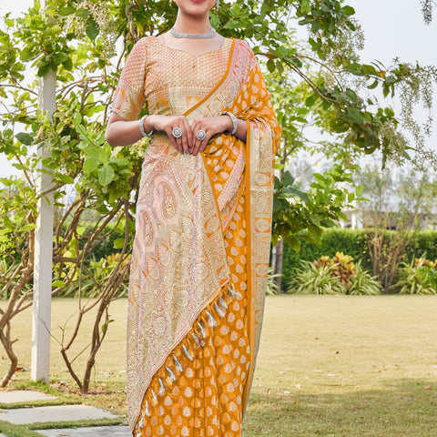 Gold Georgette Saree MAHESH - View 6