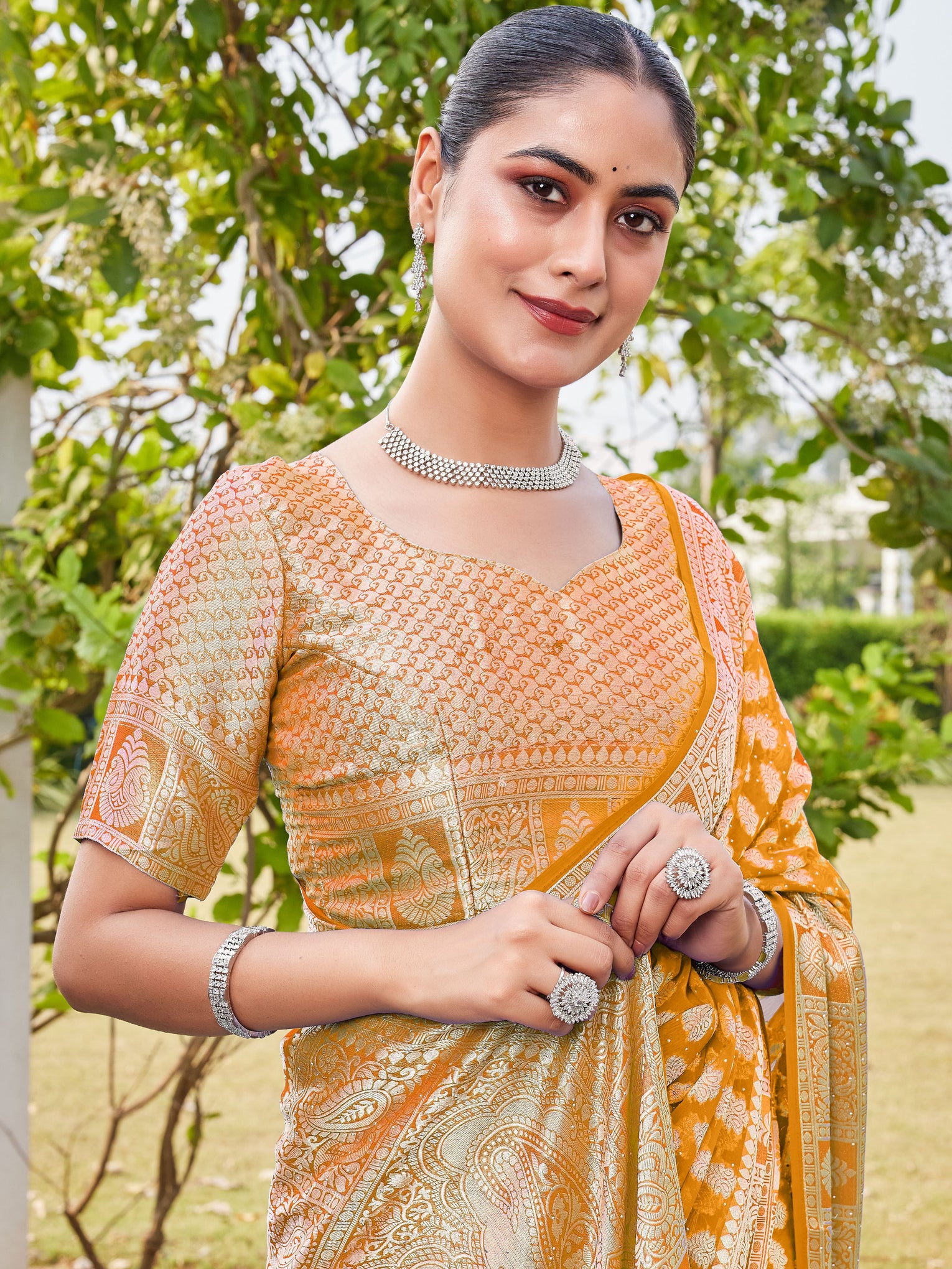 Gold Georgette Saree MAHESH - View 7