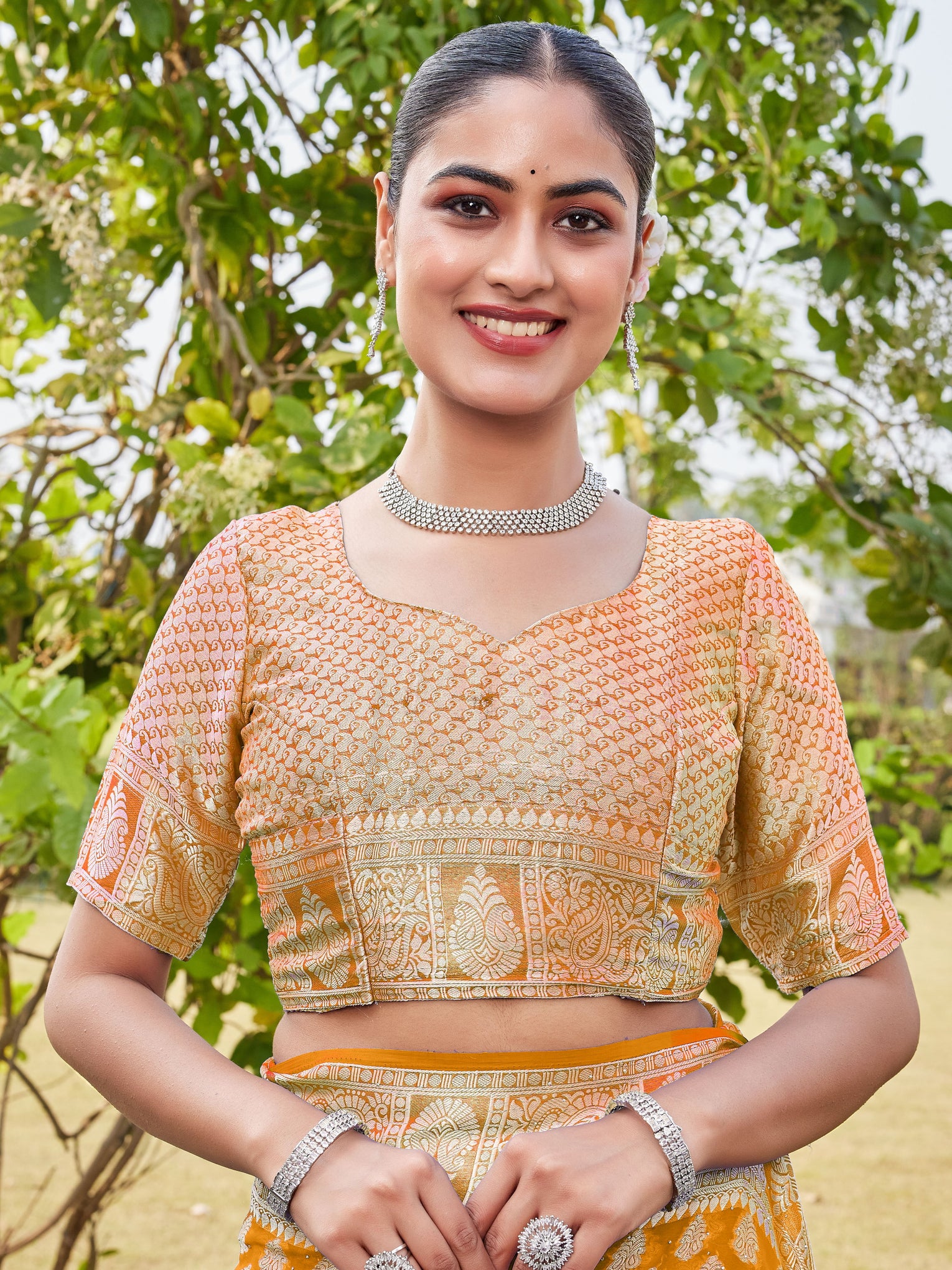 Gold Georgette Saree MAHESH - View 8